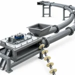 Illustration of a curved pipe chain conveyor layout
