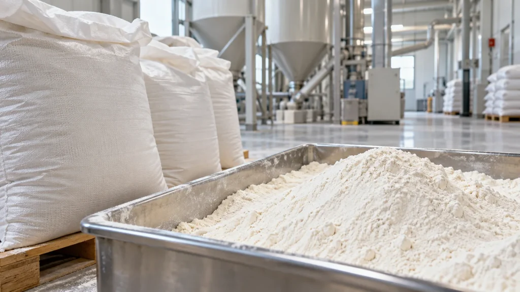 Concept illustration of food powder processing