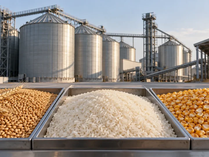 Concept illustration of grain handling and storage