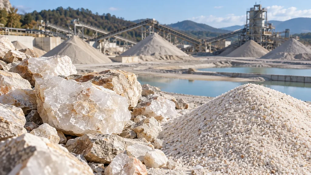 Concept illustration of mineral and silica sand processing