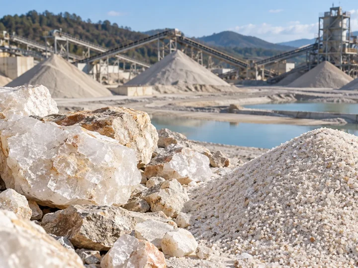 Concept illustration of mineral and silica sand processing