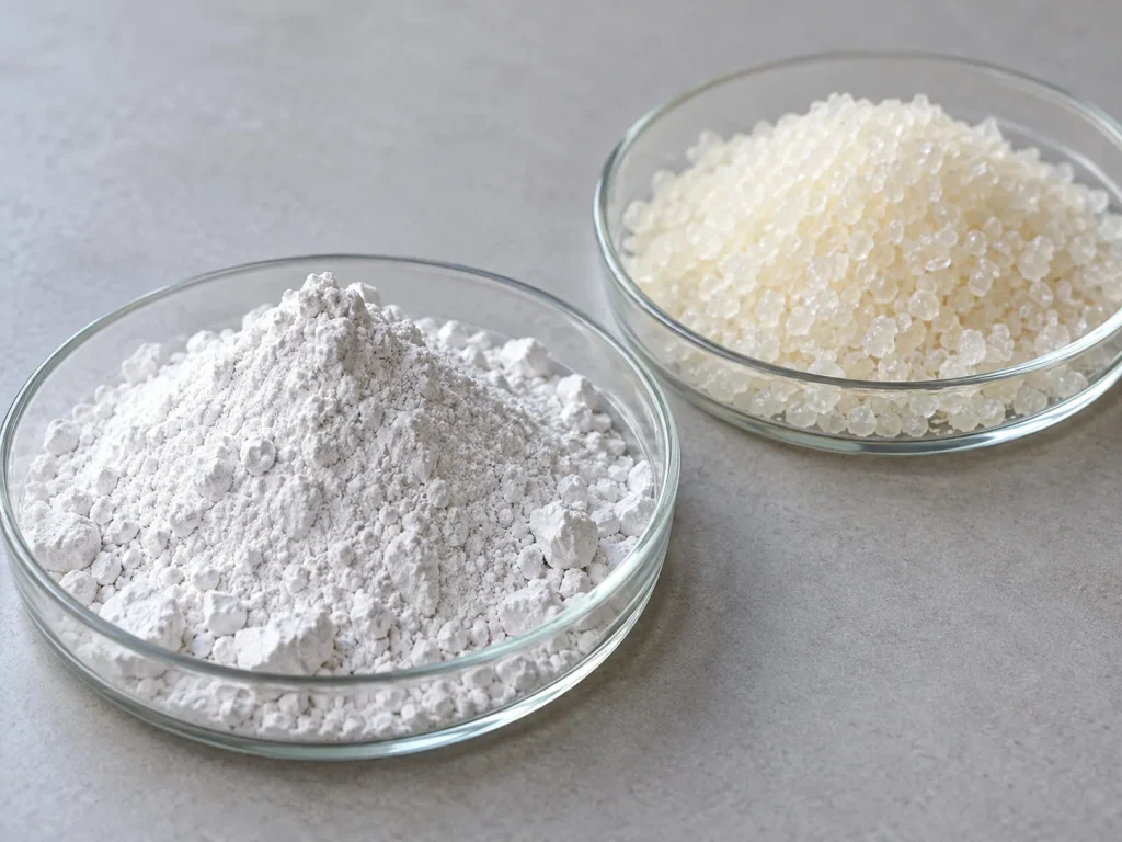 Illustrative sample of calcium carbonate and resin powders