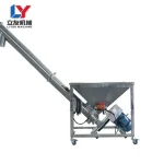 Inclined screw conveyor with a feed hopper and drive assembly
