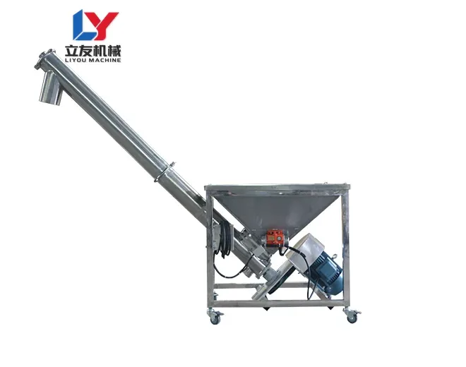 Inclined screw conveyor with a feed hopper and drive assembly