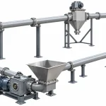 Illustration of a vertical pipe chain conveyor circuit